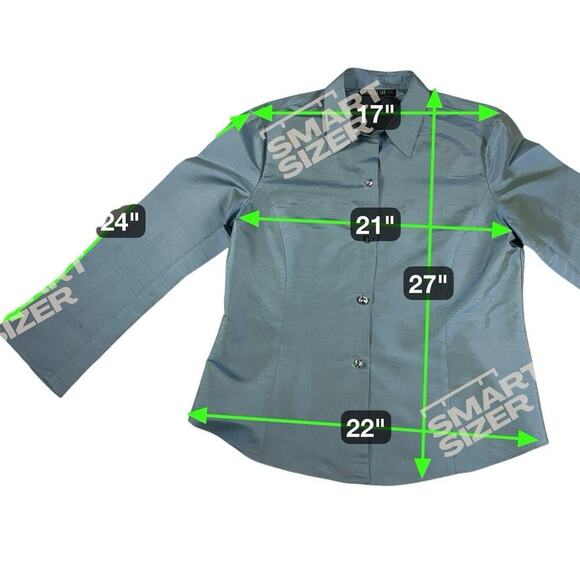 Lafayette 148 New York 100% Silk Iridescent Teal Crystal Button Blouse Size 12 - Picture 3 of 10